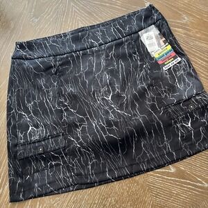 NWT Jamie Saddock Sz 18 JET BLACK LIGHTNING Marble Women's SKORT ~ Fast Shipping